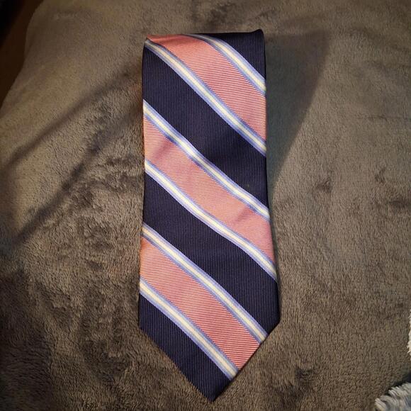 Brooks Brothers Other - Brooks Brothers 346 Tie Pire Silk Navy Blue Pink Striped White Blue Made In USA